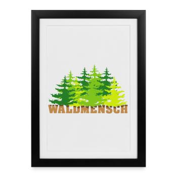 waldmensch wälder baum bäume geschenkidee - Gerahmtes Poster (27 × 37 cm) - Schwarz - Vorne