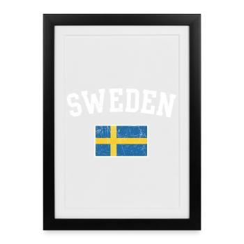 Sweden Flag Arc Tee - Framed poster (27 × 37 cm) - black - Front