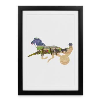 Courses de chevaux Trotter - Affiche encadrée (27 × 37 cm) - noir - Devant