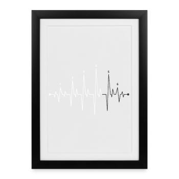 Pulse Wave Heartbeat Graphic - Framed poster (27 × 37 cm) - black - Front