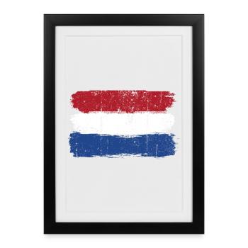 Dutch Flag Brush Strokes - Framed poster (27 × 37 cm) - black - Front