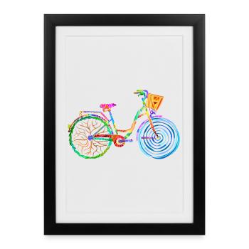 colorful bike, ladies bike, colors bike, ladies bike - Framed poster (27 × 37 cm) - black - Front
