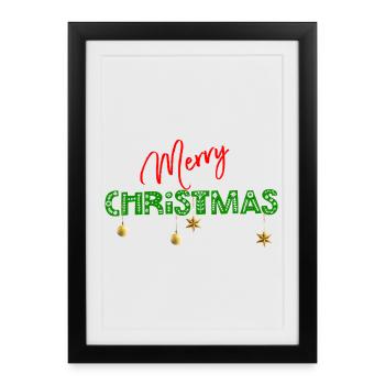 Joyeux Noël : Lettres vertes texturées - Affiche encadrée (27 × 37 cm) - noir - Devant