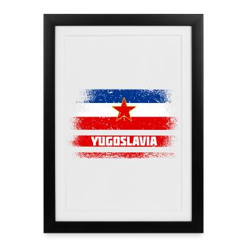 Drapeaux vintage Yougoslavie - Affiche encadrée (27 × 37 cm) - noir - Devant