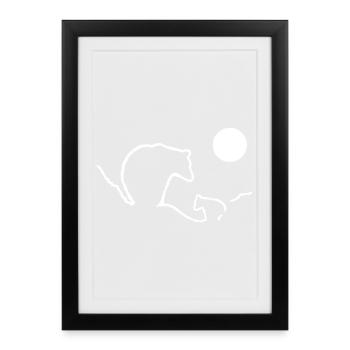 Maman ours et ourson - Affiche encadrée (27 × 37 cm) - noir - Devant