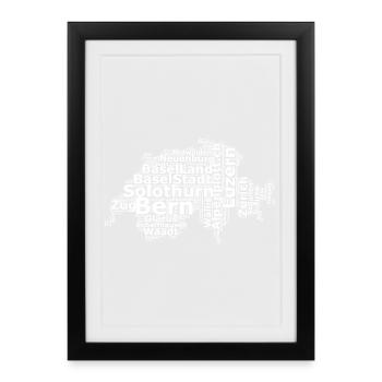 Switzerland dialect white - Framed poster (27 × 37 cm) - black - Front