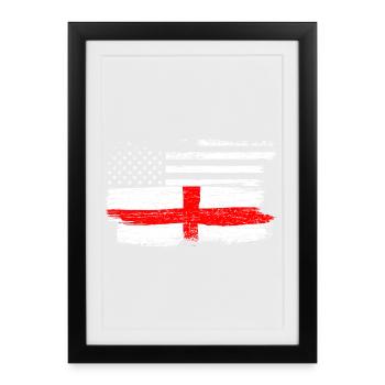 Grunge Flag Fusion USA UK Cross - Framed poster (27 × 37 cm) - black - Front