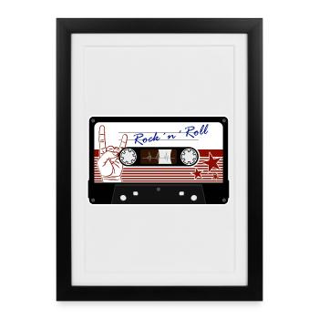 Cassette de rock 'n' roll rétro - Affiche encadrée (27 × 37 cm) - noir - Devant