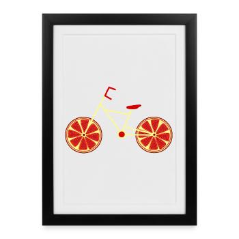 Bicycle Red Pomegranate Cyclist Cycling - Framed poster (27 × 37 cm) - black - Front