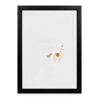 Licorne lama avec un dicton cool - Affiche encadrée (27 × 37 cm) - noir - Devant