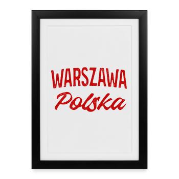 Warszawa Polska Retro Script - Framed poster (27 × 37 cm) - black - Front