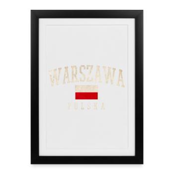 Varsovie Pologne Drapeau Style - Affiche encadrée (27 × 37 cm) - noir - Devant