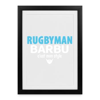 RUGBYMAN BARBU - Style de Rugby Authentique - Affiche encadrée (27 × 37 cm) - noir - Devant