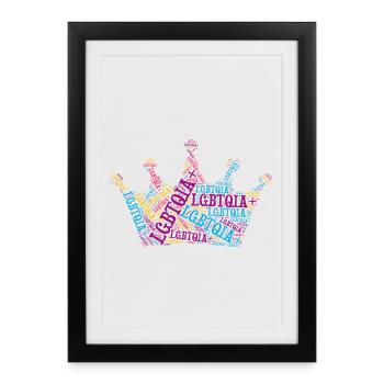 LGBTQIA+ Crown Word Cloud Lgbt Gay Pride T-Shirt - Affiche encadrée (27 × 37 cm) - noir - Devant