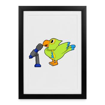 Parrot Singer Microphone Singing - Framed poster (27 × 37 cm) - black - Front