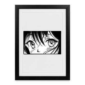 Comic Anime Manga Japanese Cartoon Animation - Affiche encadrée (27 × 37 cm) - noir - Devant