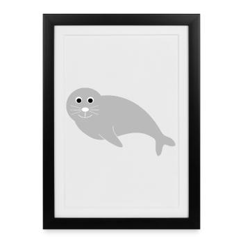 Sceaux, phoques, phoques, phoques animaux - Affiche encadrée (27 × 37 cm) - noir - Devant