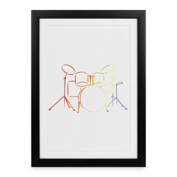 Batterie vintage - Affiche encadrée (27 × 37 cm) - noir - Devant