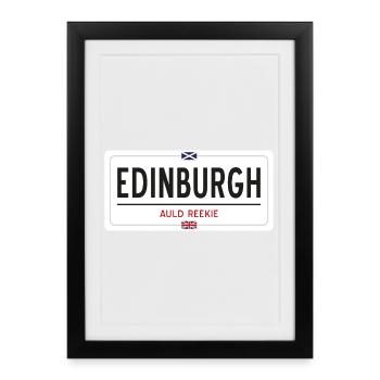 Edinburgh town sign - Framed poster (27 × 37 cm) - black - Front
