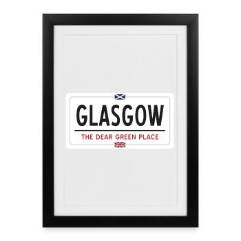 Signe de nom de lieu de Glasgow - Affiche encadrée (27 × 37 cm) - noir - Devant
