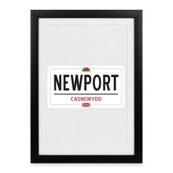 Newport town sign - Framed poster (27 × 37 cm) - black - Front