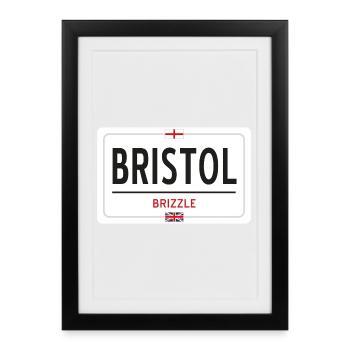 Panneau de la ville de Bristol - Affiche encadrée (27 × 37 cm) - noir - Devant
