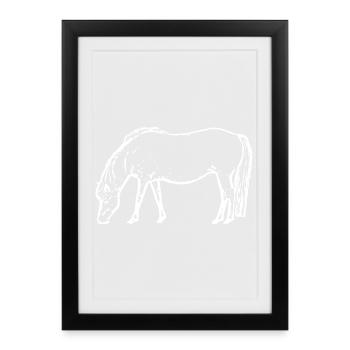 cheval blanc cheval blanc t-shirt cadeau cavalier - Affiche encadrée (27 × 37 cm) - noir - Devant