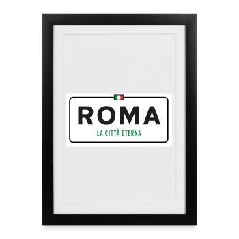 Signe de nom de lieu de Rome - Affiche encadrée (27 × 37 cm) - noir - Devant