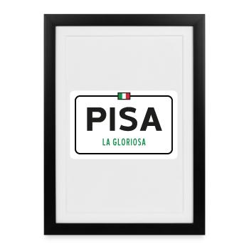 Panneau de la ville de Pise - Affiche encadrée (27 × 37 cm) - noir - Devant