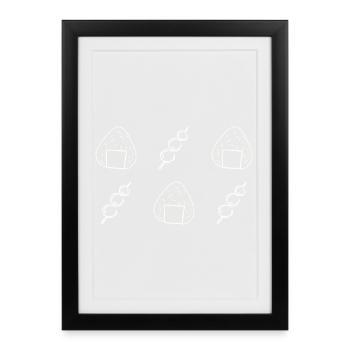 Onigiri et Dango - Boulettes de riz - Snacks - Japon - Affiche encadrée (27 × 37 cm) - noir - Devant