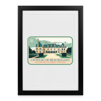 Château de Beauregard dans la Vallée de la Loire - Affiche encadrée (27 × 37 cm) - noir - Devant