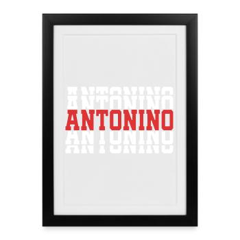 t-shirt Antonino stacked text gift t-shirt - Framed poster (27 × 37 cm) - black - Front