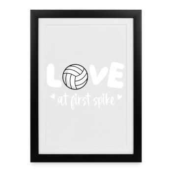 Liebe auf den ersten Spike Lustiger Volleyball - Gerahmtes Poster (27 × 37 cm) - Schwarz - Vorne