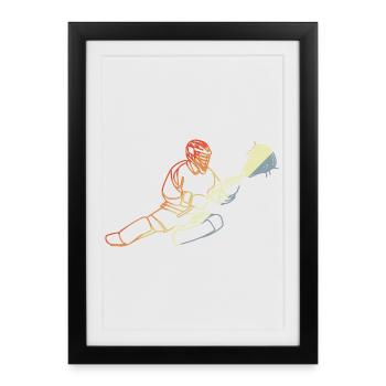 Gardien de but de crosse Vintage - Affiche encadrée (27 × 37 cm) - noir - Devant