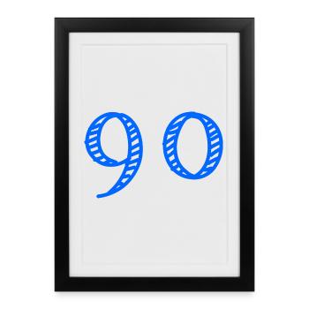 90. 90 ANS. 90e ANNIVERSAIRE. ANNIVERSAIRE 90 ANS. - Affiche encadrée (27 × 37 cm) - noir - Devant