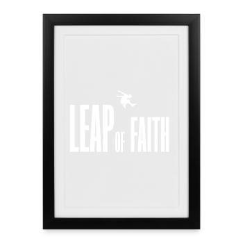 Shirt Leap of Faith white - Framed poster (27 × 37 cm) - black - Front