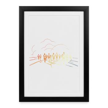 Jogger Line Art Look des années 90 - Affiche encadrée (27 × 37 cm) - noir - Devant