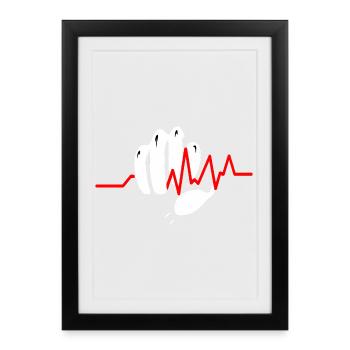 Poing serré avec ligne d’impulsion - Affiche encadrée (27 × 37 cm) - noir - Devant