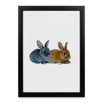 Lapins - Pâques - Affiche encadrée (27 × 37 cm) - noir - Devant
