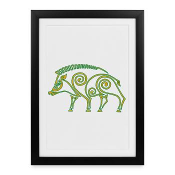 Sanglier celte - Affiche encadrée (27 × 37 cm) - noir - Devant