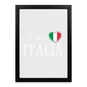 J’aime l’Italie, fierté italienne - Affiche encadrée (27 × 37 cm) - noir - Devant