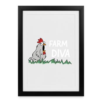 Farm Diva Chicken Hen - Framed poster (27 × 37 cm) - black - Front