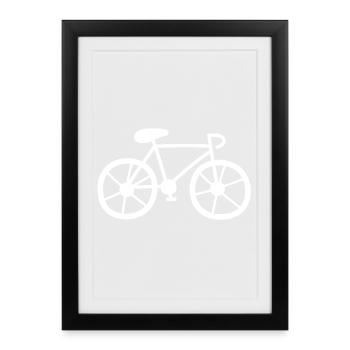 Bicycle White Road Bike Cycling Tour Handlebar Comic Wheel - Framed poster (27 × 37 cm) - black - Front