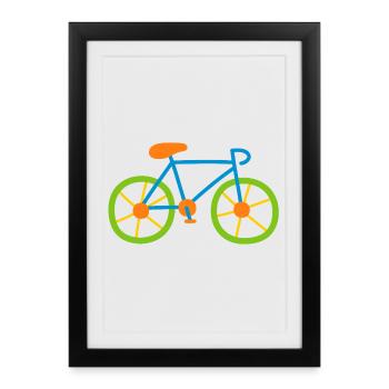 Bicycle Colorful Cycling Kids Road Bike Bike Tour Comic - Framed poster (27 × 37 cm) - black - Front