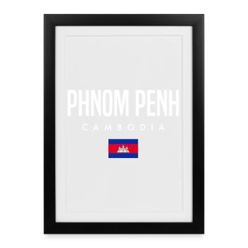 Phnom Penh Cambodge Khmer - Affiche encadrée (27 × 37 cm) - noir - Devant