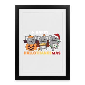 Joyeux Noël, souris, souris de Noël - Affiche encadrée (27 × 37 cm) - noir - Devant