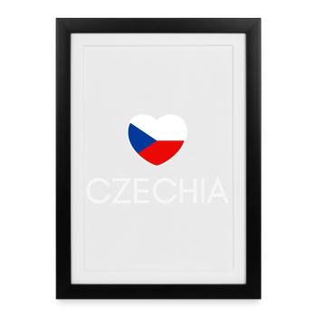 J’aime la Tchéquie, le cœur de la Tchéquie - Affiche encadrée (27 × 37 cm) - noir - Devant