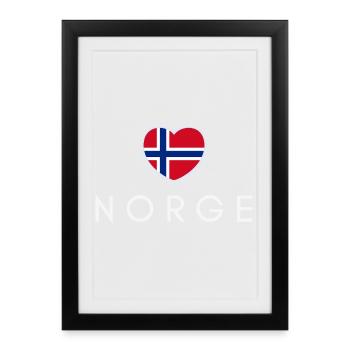 Cœur avec drapeau norvégien, fierté norvégienne - Affiche encadrée (27 × 37 cm) - noir - Devant