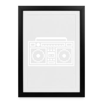 Ghetto Blaster: Retro, Music & Pixel Style - Framed poster (27 × 37 cm) - black - Front