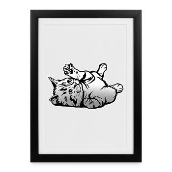 Playful Cat - Framed poster (27 × 37 cm) - black - Front